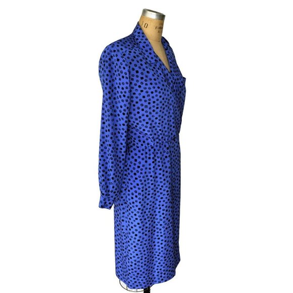 Vintage 80s Blue Collared Secretary Cinched Dress Liz Claiborne - Picture 2 of 4